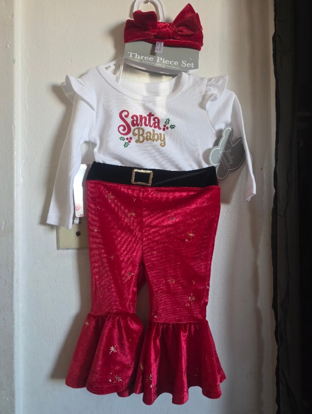 Baby Essentials Red & White Santa Baby Three-Piece Costume